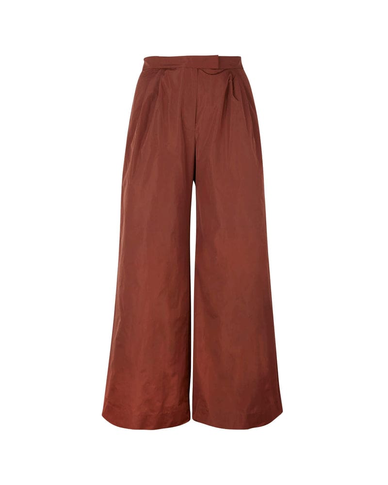 Front of a size 16 Kenia Pant in Brown by Tanya Taylor. | dia_product_style_image_id:228944